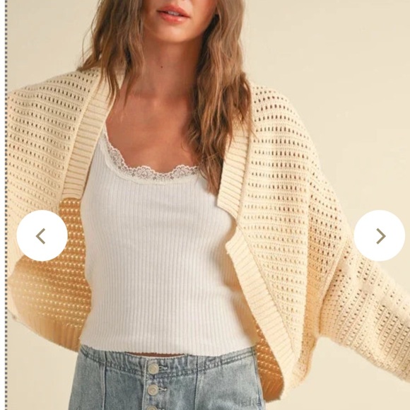 Miou Muse Sweaters - NWT Miou Muse Cream Open-Knit Cardigan